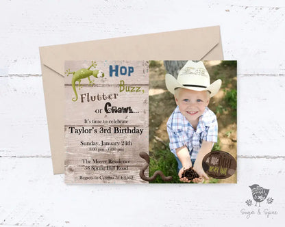 Bug and Dirt Photo Birthday Invitation - Premium Digital File from Sugar and Spice Invitations - Just $1.95! Shop now at Sugar and Spice Paper
