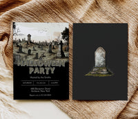 Halloween Spooky Cemetery Costume Party Invitation Template