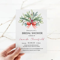 Christmas Red Bow Floral Bridal Shower Invitation - Premium  from Sugar and Spice Invitations - Just $1.95! Shop now at Sugar and Spice Paper