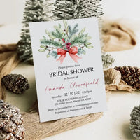Christmas Red Bow Floral Bridal Shower Invitation - Premium  from Sugar and Spice Invitations - Just $1.95! Shop now at Sugar and Spice Paper
