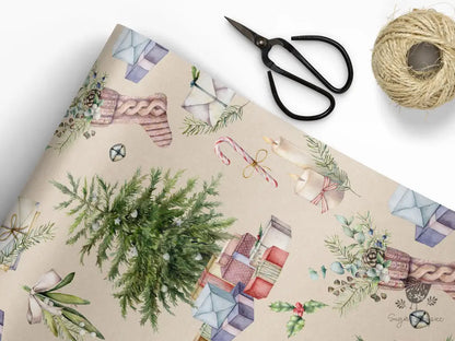 Christmas Tree and Stocking Wrapping Paper - Premium Craft Supplies & Tools > Party & Gifting > Packaging & Wrapping from Sugar and Spice Invitations - Just $26.10! Shop now at Sugar and Spice Paper