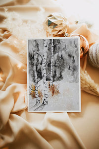 Winter Forest Birch Trees Greeting Card