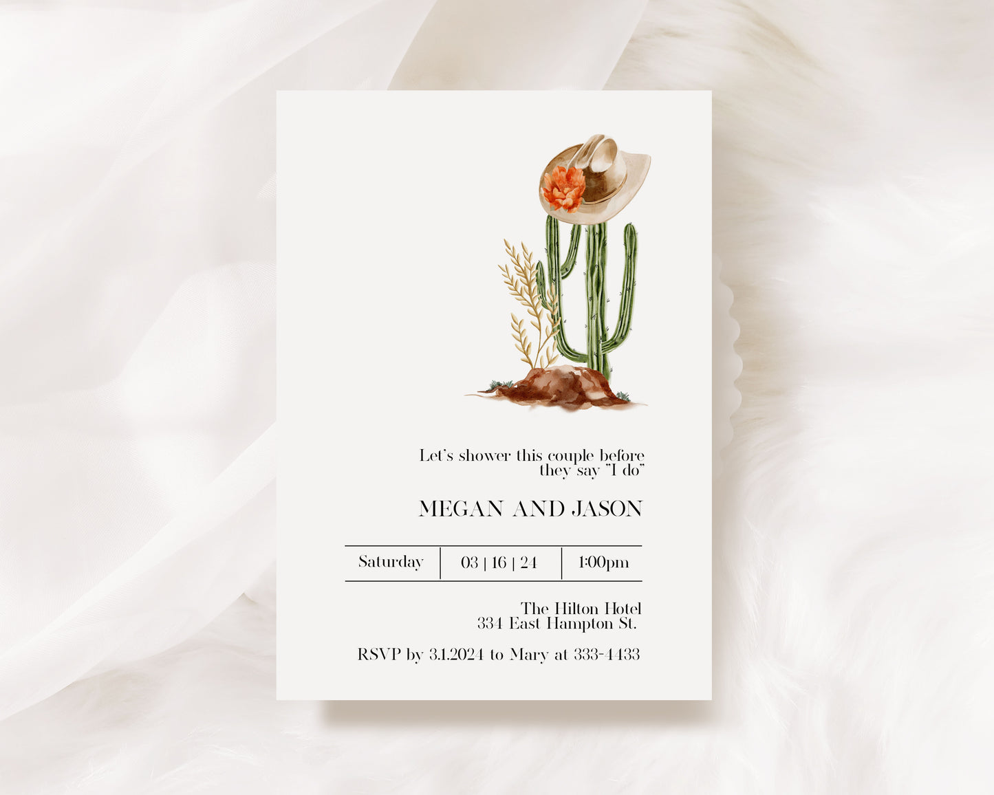 Country Western Cowgirl Bridal Shower Invitation