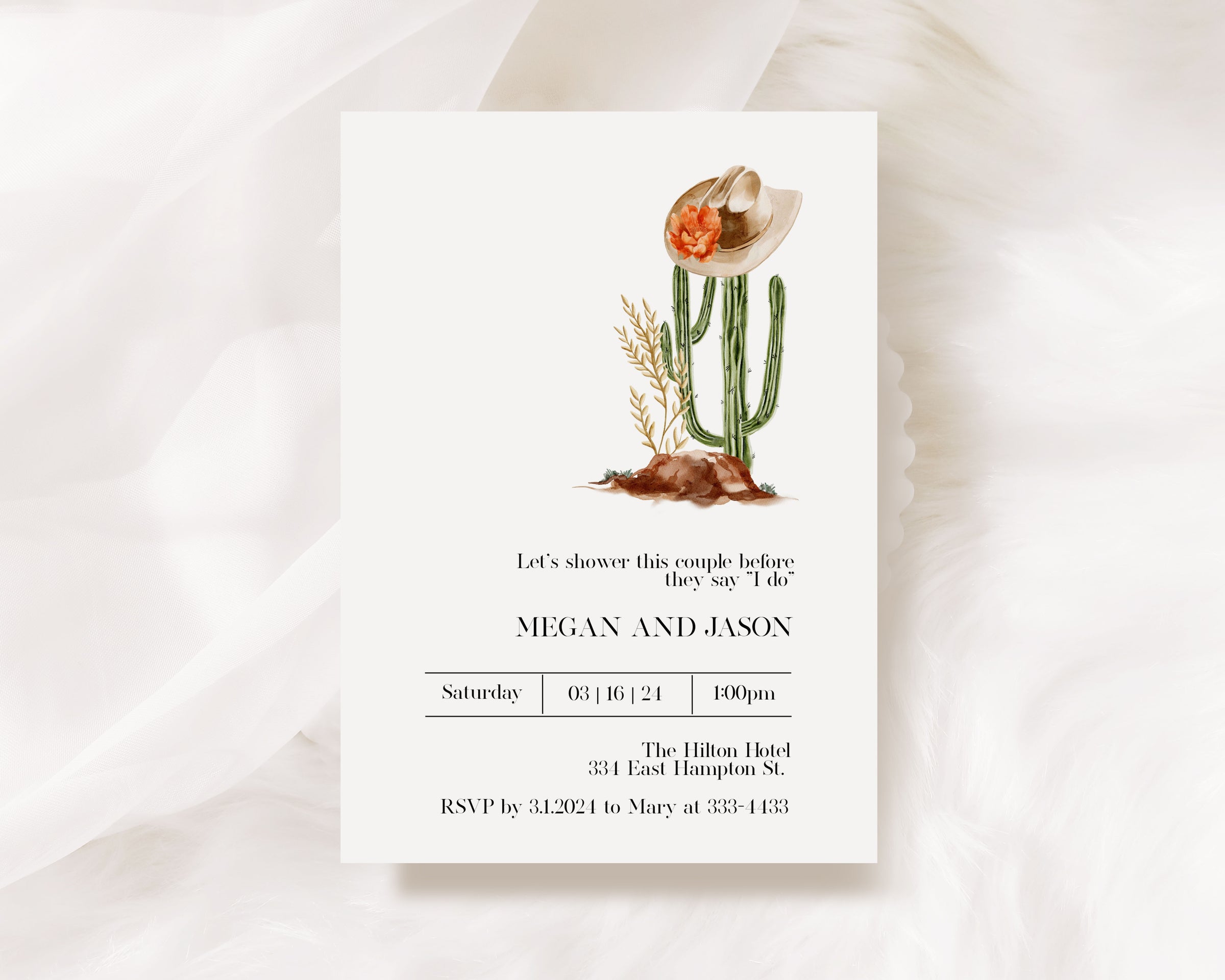 Country Western Cowgirl Bridal Shower Invitation