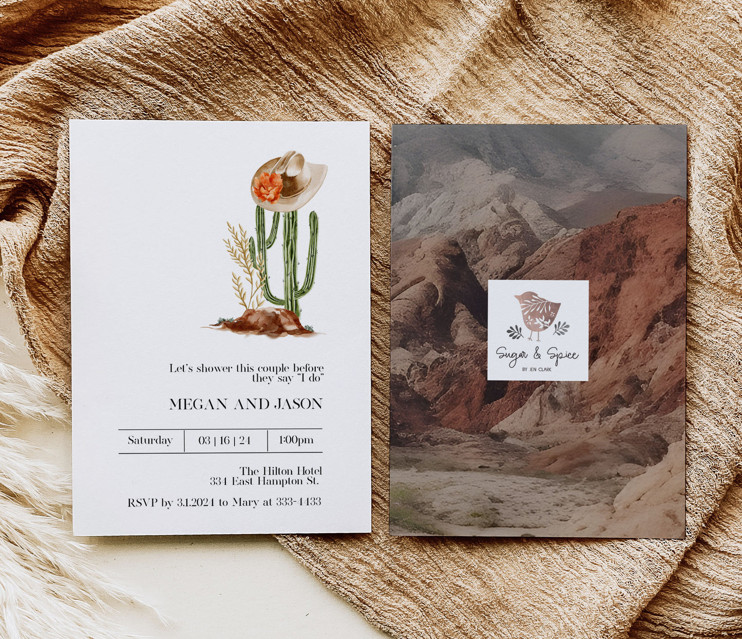 Country Western Cowgirl Bridal Shower Invitation