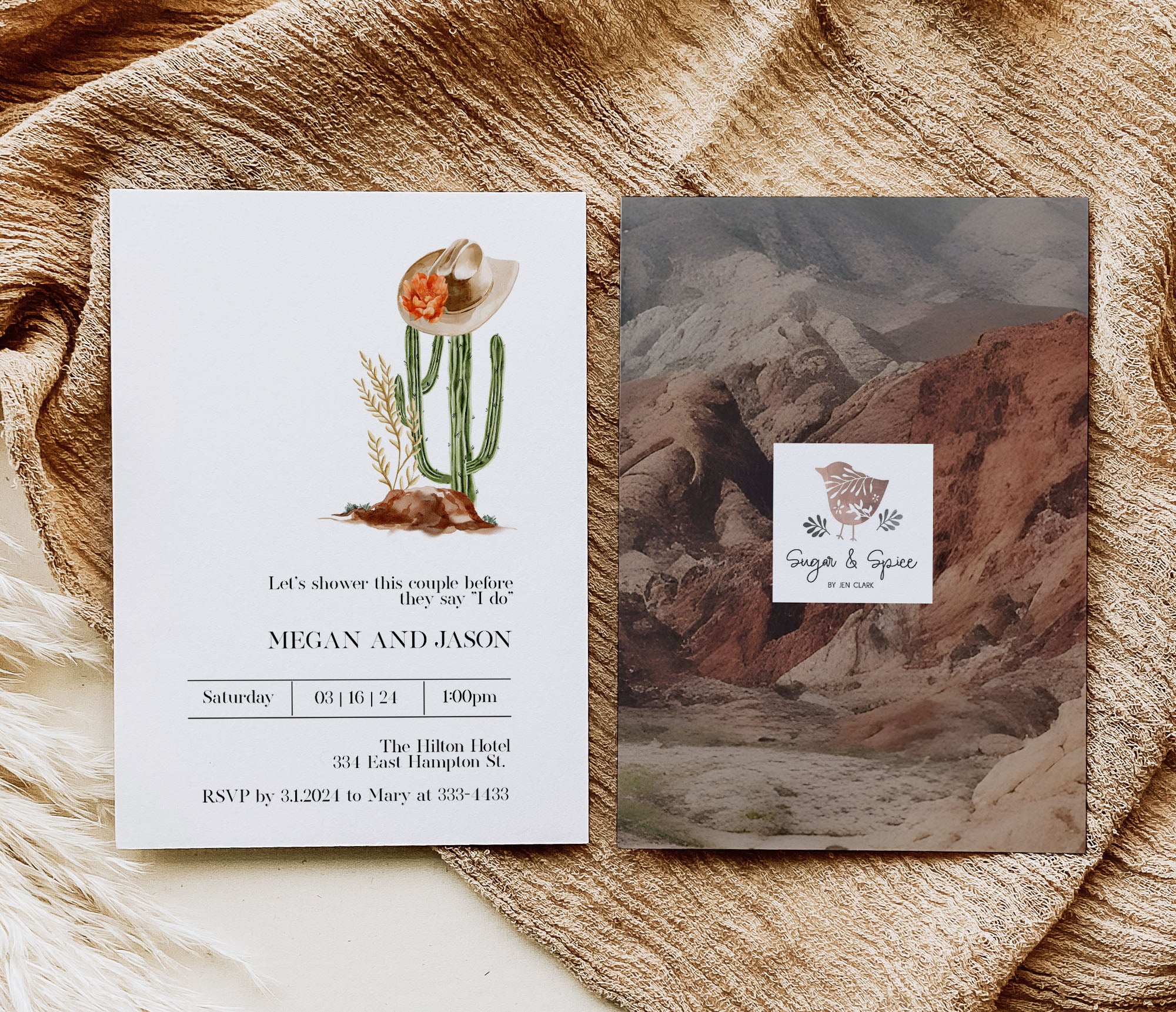 Country Western Cowgirl Bridal Shower Invitation