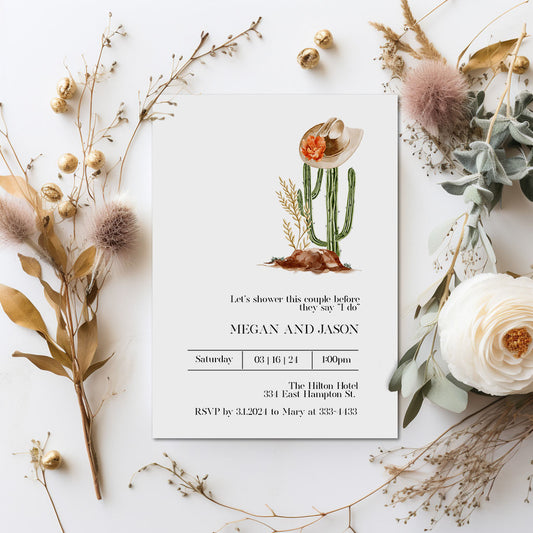 Country Western Cowgirl Bridal Shower Invitation
