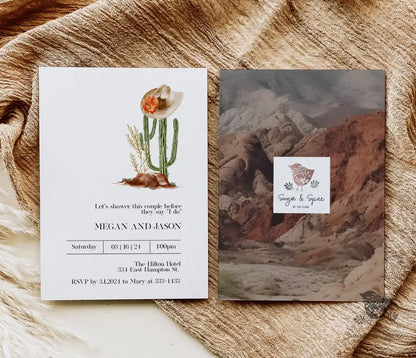 Country Western Cactus Bridal Shower Invitation - Premium  from Sugar and Spice Invitations - Just $1.95! Shop now at Sugar and Spice Paper