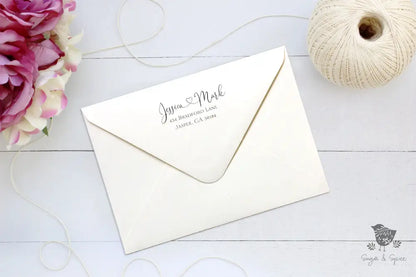 Cursive Heart Address Stamp Self Inking - Premium Craft Supplies & Tools > Stamps & Seals > Stamps from Sugar and Spice Invitations - Just $38! Shop now at Sugar and Spice Paper