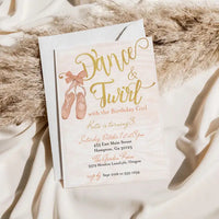 Dance and Twirl Pink Bow Coquette Ballerina Birthday Invitation - Premium Digital File from Sugar and Spice Invitations - Just $1.95! Shop now at Sugar and Spice Paper