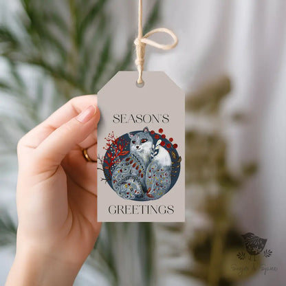 Elegant Fox Season Greetings Christmas Gift Tag - Premium Craft Supplies & Tools > Party & Gifting > Labels, Stickers & Tags > Tags from Sugar and Spice Invitations - Just $26! Shop now at Sugar and Spice Paper