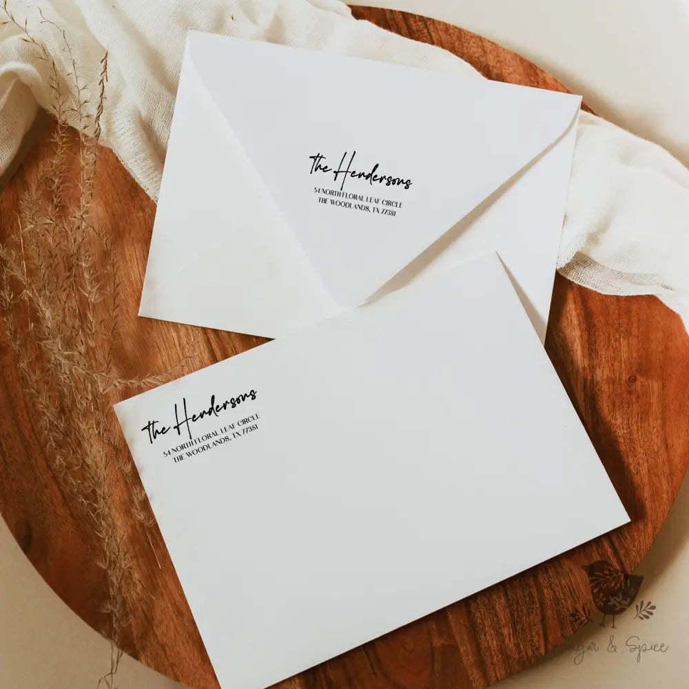 Elegant Hand Written Address Stamp - Premium Craft Supplies & Tools > Stamps & Seals > Stamps from Sugar and Spice Invitations - Just $38! Shop now at Sugar and Spice Paper