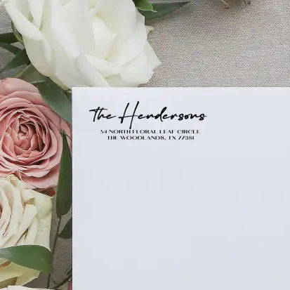 Elegant Hand Written Address Stamp - Premium Craft Supplies & Tools > Stamps & Seals > Stamps from Sugar and Spice Invitations - Just $38! Shop now at Sugar and Spice Paper