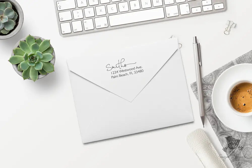 Elegant Smiths Address Stamp Self Inking - Premium Craft Supplies & Tools > Stamps & Seals > Stamps from Sugar and Spice Invitations - Just $38! Shop now at Sugar and Spice Paper