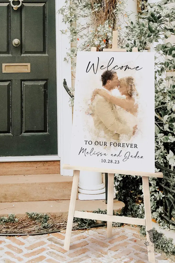 Elegant Watercolor Portrait Wedding Welcome Sign - Premium  from Sugar and Spice Invitations - Just $65! Shop now at Sugar and Spice Paper