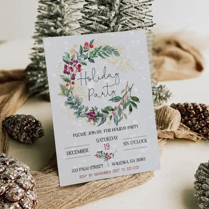 Elegant Wreath Christmas Invitation - Premium Digital File from Sugar and Spice Invitations - Just $2.10! Shop now at Sugar and Spice Paper