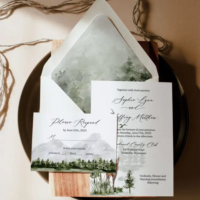 Evergreen Forest Wedding Invitation - Premium  from Sugar and Spice Invitations - Just $2.15! Shop now at Sugar and Spice Paper