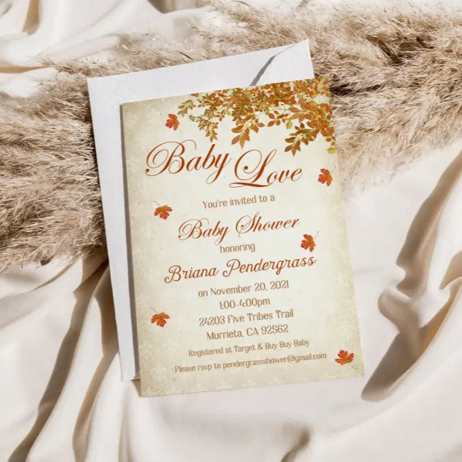 Fall Baby Love Baby Shower Invitation - Premium  from Sugar and Spice Invitations - Just $1.95! Shop now at Sugar and Spice Paper