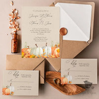Fall Pumpkin Watercolor Wedding Invitation - Premium Paper & Party Supplies > Paper > Invitations & Announcements > Invitations from Sugar and Spice Invitations - Just $2.15! Shop now at Sugar and Spice Paper