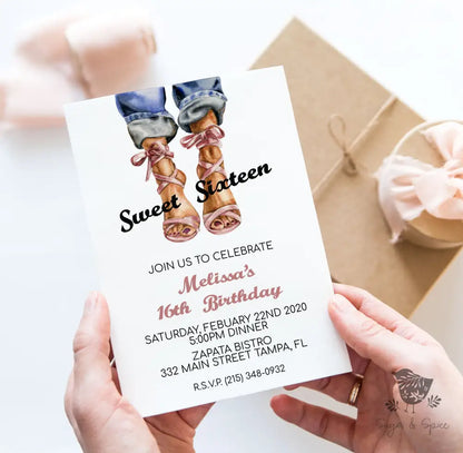Fashion Sweet Sixteen Birthday Invitation - Premium Digital File from Sugar and Spice Invitations - Just $1.95! Shop now at Sugar and Spice Paper