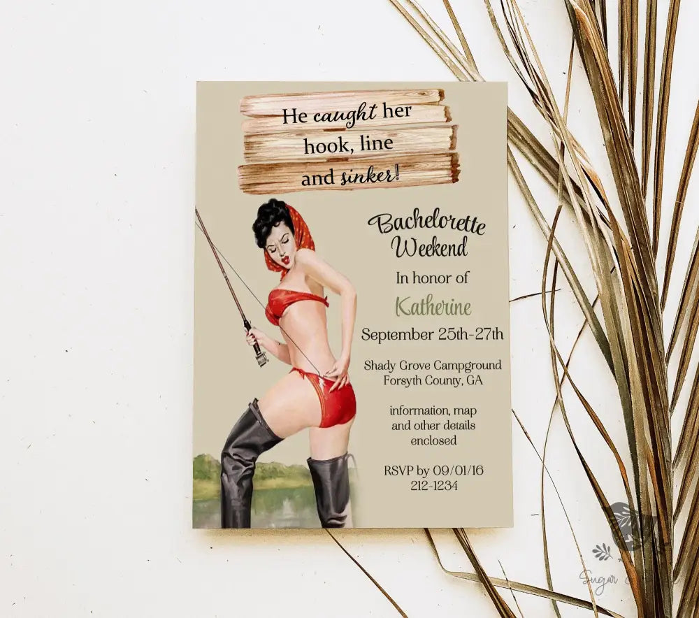 Fishing Bachelorette Weekend Bridal Shower Invitation - Premium  from Sugar and Spice Invitations - Just $1.95! Shop now at Sugar and Spice Paper