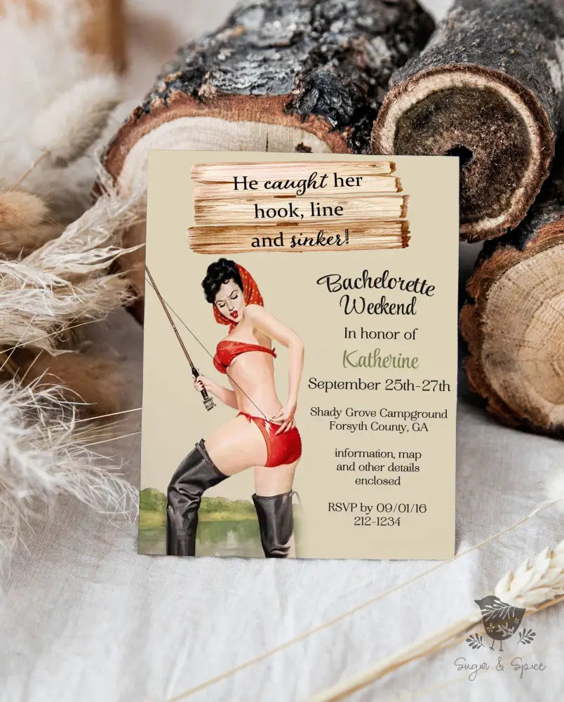 Fishing Bachelorette Weekend Bridal Shower Invitation - Premium  from Sugar and Spice Invitations - Just $1.95! Shop now at Sugar and Spice Paper