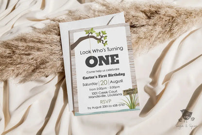 Fishing Hole First Birthday Invitation - Premium Digital File from Sugar and Spice Invitations - Just $1.95! Shop now at Sugar and Spice Paper