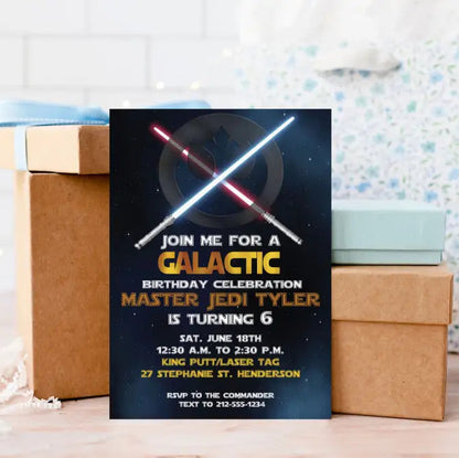 Galactic Space Birthday Invitation - Premium Digital File from Sugar and Spice Invitations - Just $1.95! Shop now at Sugar and Spice Paper