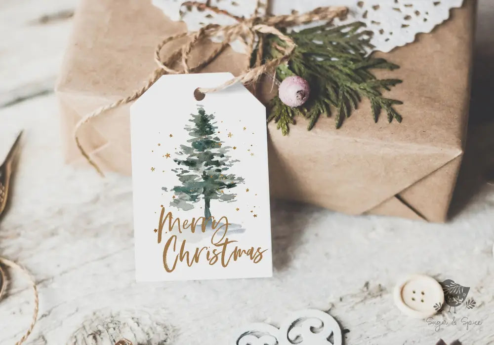 Gold Christmas Tree Gift Tag - Premium Craft Supplies & Tools > Party & Gifting > Labels, Stickers & Tags > Tags from Sugar and Spice Invitations - Just $26! Shop now at Sugar and Spice Paper