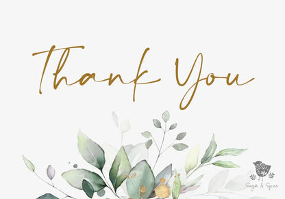 Gold Greenery Thank You Card - Premium Paper & Party Supplies > Paper > Invitations & Announcements > Invitations from Sugar and Spice Invitations - Just $2.50! Shop now at Sugar and Spice Paper
