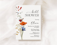 Elegant Blooms Wildflower Bridal Shower Invitation