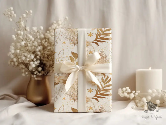 Gold Poinsettia Christmas Wrapping Paper - Premium Craft Supplies & Tools > Party & Gifting > Packaging & Wrapping from Sugar and Spice Invitations - Just $26.10! Shop now at Sugar and Spice Paper