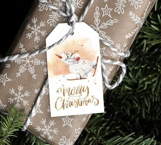 Gold Snowman Christmas Gift Tag - Premium Craft Supplies & Tools > Party & Gifting > Labels, Stickers & Tags > Tags from Sugar and Spice Invitations - Just $26! Shop now at Sugar and Spice Paper
