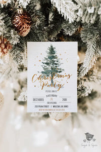 Gold Watercolor Tree Christmas Invitation - Premium Digital File from Sugar and Spice Invitations - Just $2.10! Shop now at Sugar and Spice Paper
