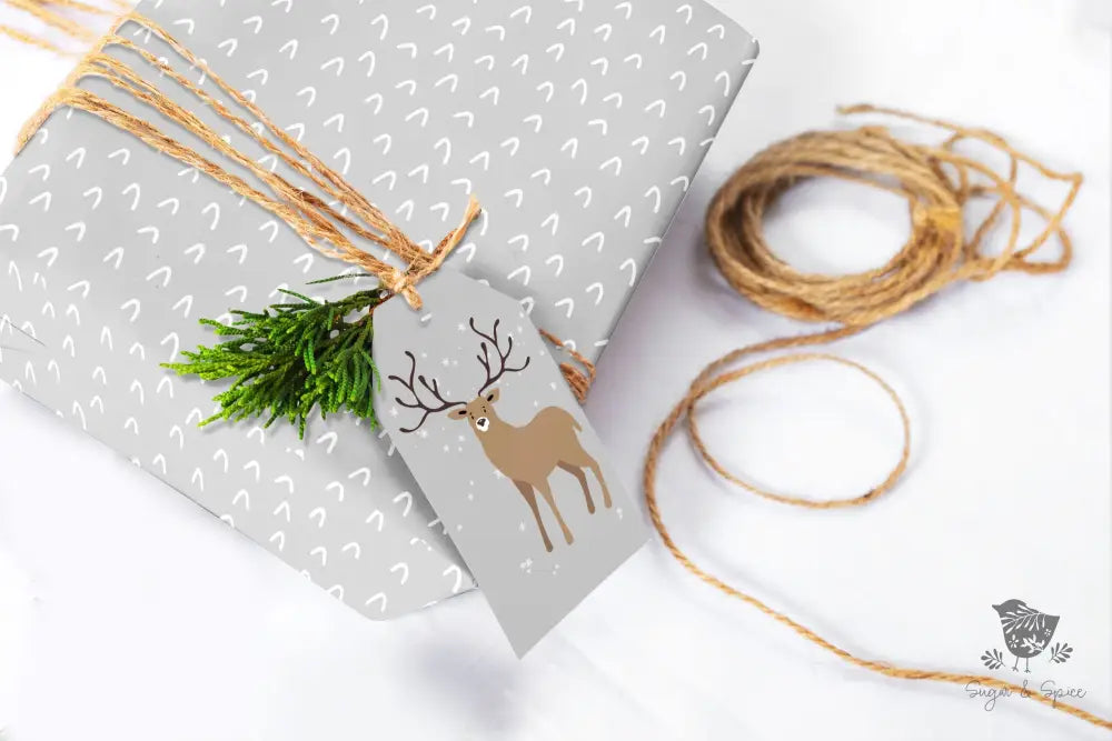 Grey Deer Tracks Wrapping Paper - Premium Craft Supplies & Tools > Party & Gifting > Packaging & Wrapping from Sugar and Spice Invitations - Just $26.10! Shop now at Sugar and Spice Paper