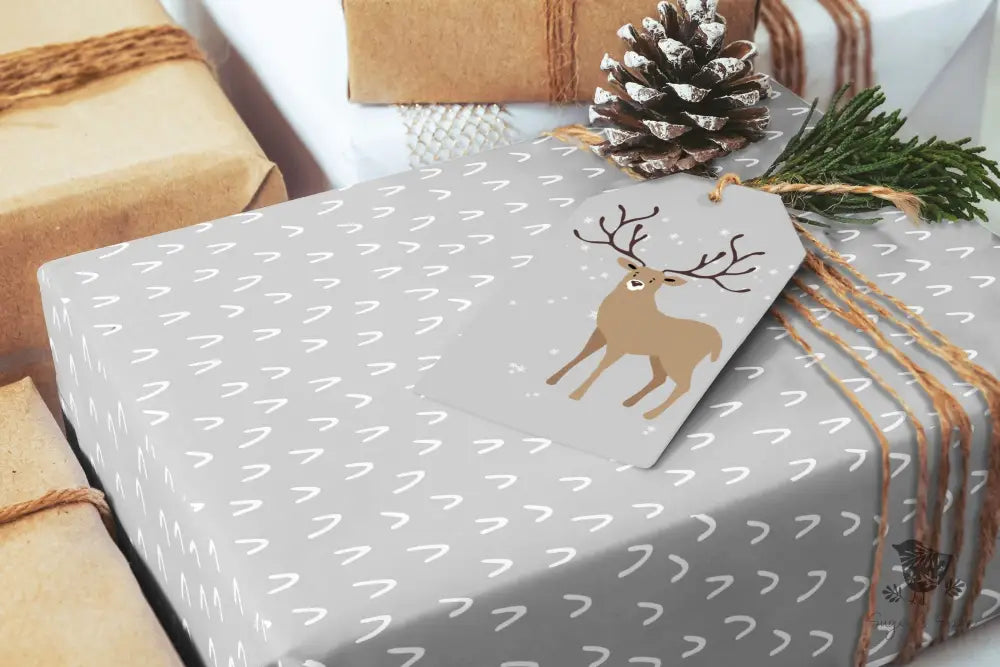 Grey Deer Tracks Wrapping Paper - Premium Craft Supplies & Tools > Party & Gifting > Packaging & Wrapping from Sugar and Spice Invitations - Just $26.10! Shop now at Sugar and Spice Paper