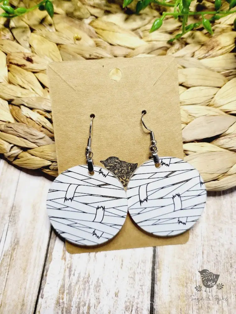 Halloween Mummy Round Earrings - Premium  from Sugar and Spice Invitations - Just $11.25! Shop now at Sugar and Spice Paper