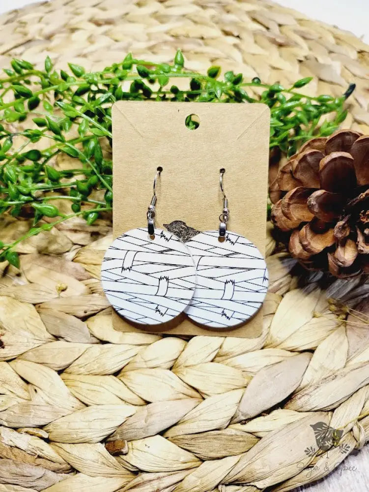 Halloween Mummy Round Earrings - Premium  from Sugar and Spice Invitations - Just $11.25! Shop now at Sugar and Spice Paper