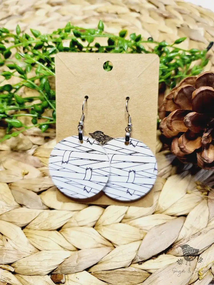 Halloween Mummy Round Earrings - Premium  from Sugar and Spice Invitations - Just $11.25! Shop now at Sugar and Spice Paper