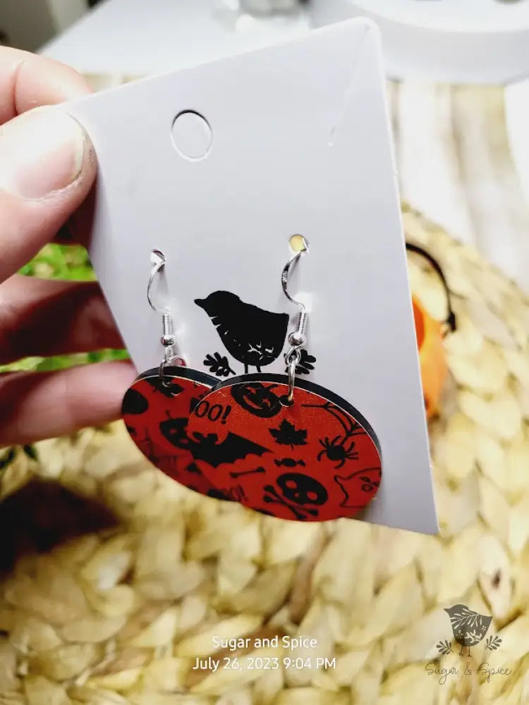 Halloween Round Earrings - Premium  from Sugar and Spice Invitations - Just $11.25! Shop now at Sugar and Spice Paper