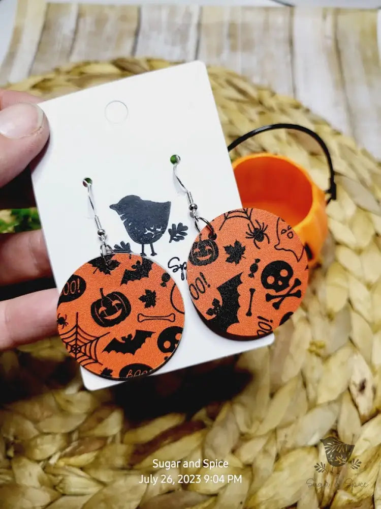 Halloween Round Earrings - Premium  from Sugar and Spice Invitations - Just $11.25! Shop now at Sugar and Spice Paper