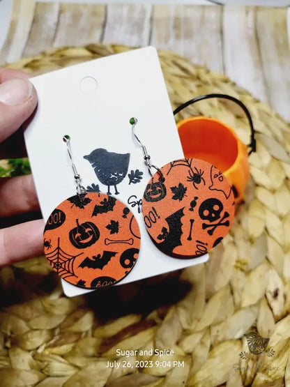 Halloween Round Earrings - Premium  from Sugar and Spice Invitations - Just $11.25! Shop now at Sugar and Spice Paper