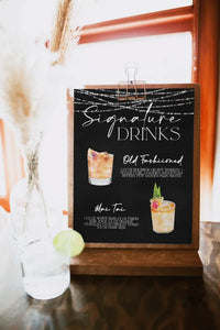 Hanging Lights His and Hers Signature Drink Sign - Premium  from Sugar and Spice Invitations - Just $35! Shop now at Sugar and Spice Paper