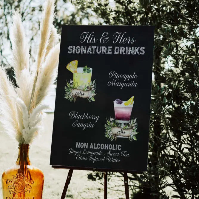 His and Hers Chalkboard Signature Drink Sign - Premium  from Sugar and Spice Invitations - Just $35! Shop now at Sugar and Spice Paper