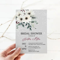 Holiday Floral Snow Bridal Shower Invitation - Premium  from Sugar and Spice Invitations - Just $1.95! Shop now at Sugar and Spice Paper