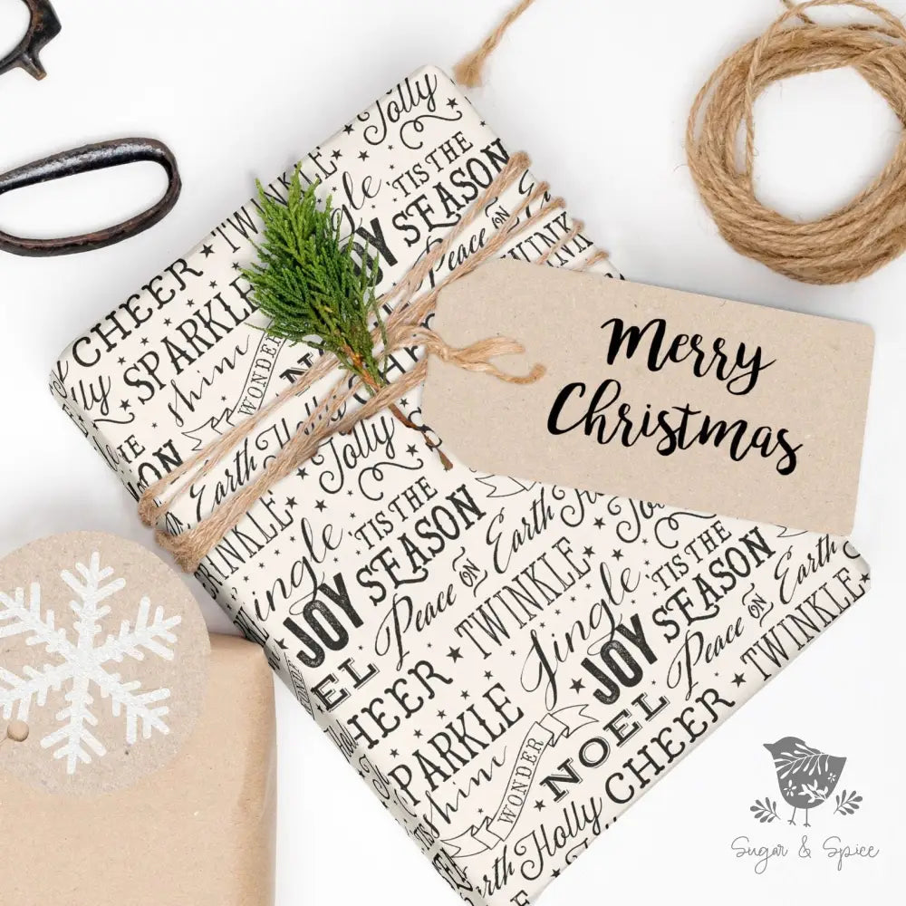 Holiday Joy Season Christmas Wrapping Paper - Premium Craft Supplies & Tools > Party & Gifting > Packaging & Wrapping from Sugar and Spice Invitations - Just $26.10! Shop now at Sugar and Spice Paper