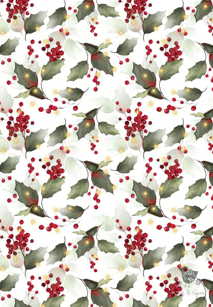 Holly and Lights Wrapping Paper - Premium Craft Supplies & Tools > Party & Gifting > Packaging & Wrapping from Sugar and Spice Invitations - Just $26.10! Shop now at Sugar and Spice Paper