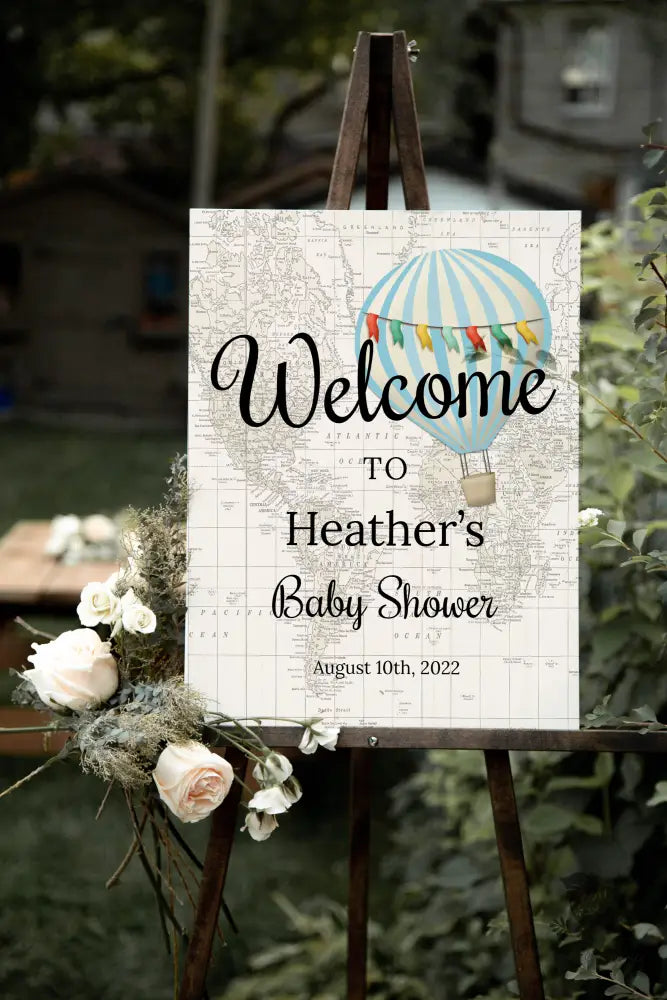 Hot Air Balloon Welcome Sign - Premium  from Sugar and Spice Invitations - Just $35! Shop now at Sugar and Spice Paper