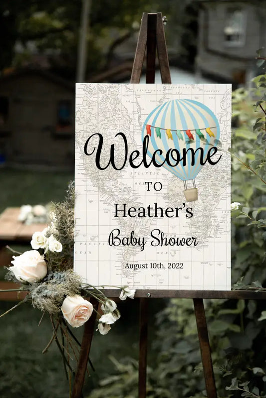 Hot Air Balloon Welcome Sign - Premium  from Sugar and Spice Invitations - Just $35! Shop now at Sugar and Spice Paper
