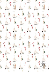 Ice Skates and Candy Cane Christmas Wrapping Paper - Premium Craft Supplies & Tools > Party & Gifting > Packaging & Wrapping from Sugar and Spice Invitations - Just $26.10! Shop now at Sugar and Spice Paper